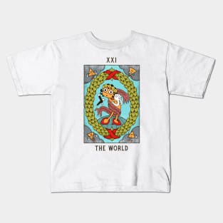 The World - Mystical Medleys - Vintage Rubber Hose Cartoon Tarot (white) Kids T-Shirt